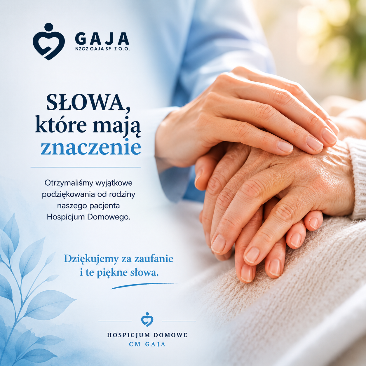 Otrzymaliśmy wyjątkowe podziękowania od rodziny naszego pacjenta Hospicjum Domowego.